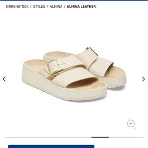 Birkenstock Almina Leather Women's Sandals - Cream Ecru size 90 US 9/9.5